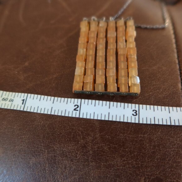 Orange aventurine quartz beads&sterling silver Sherzada necklace pendant 15"-18" - Picture 14 of 16